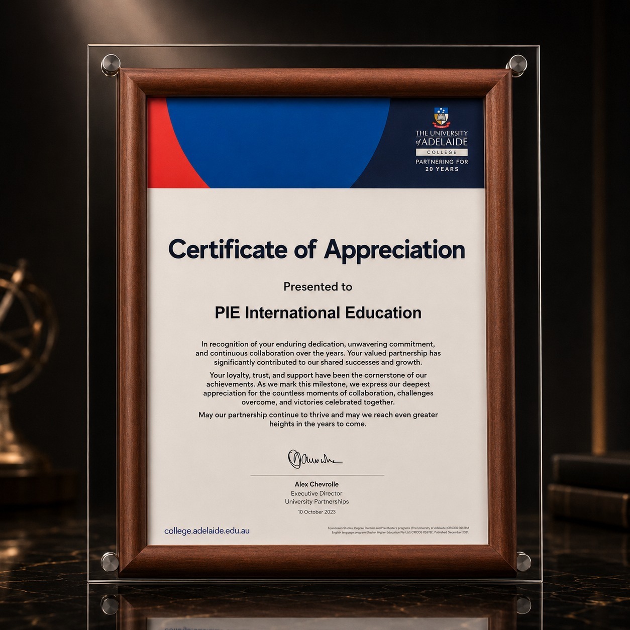 Certificate of Appreciation