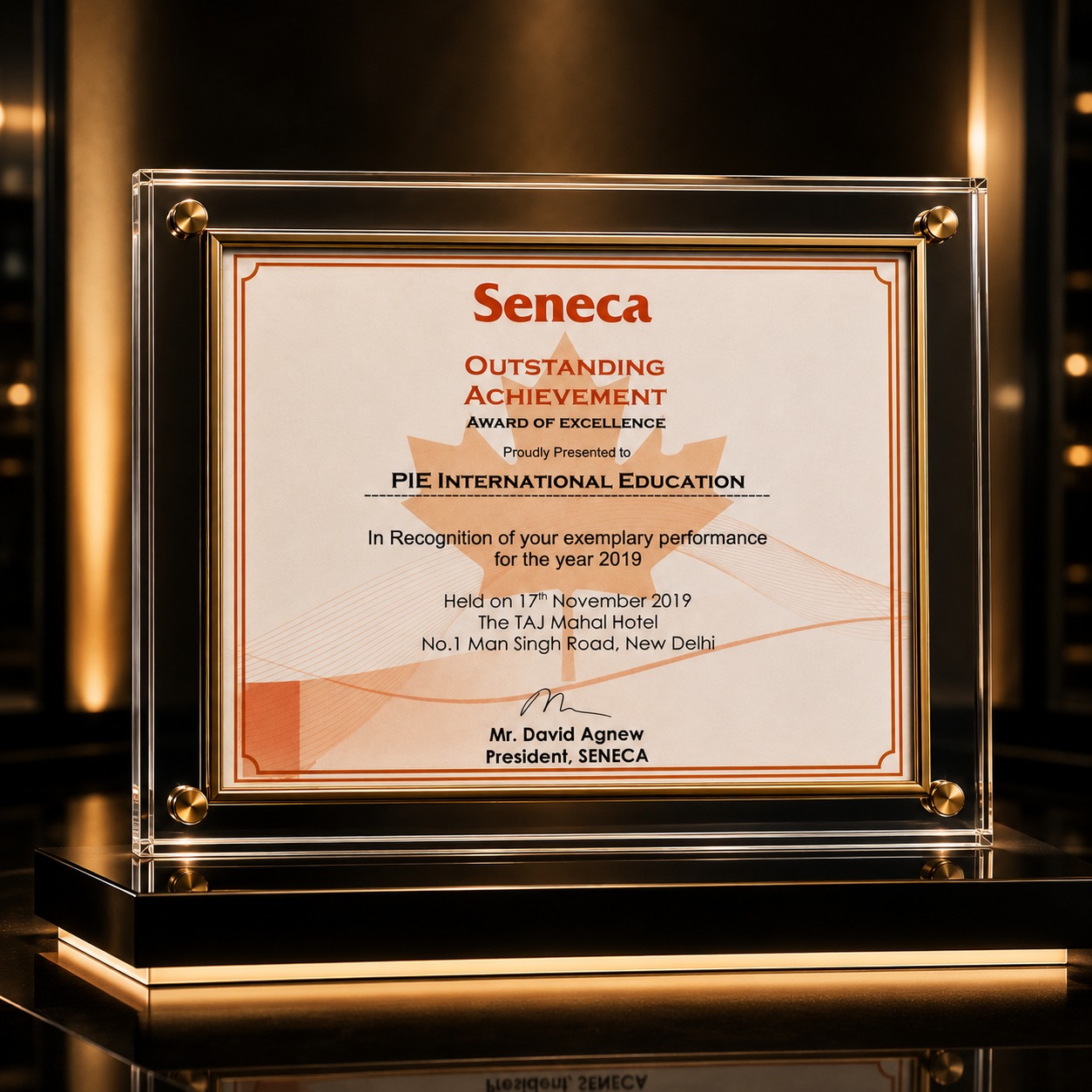 Certificate of Outstanding Performance