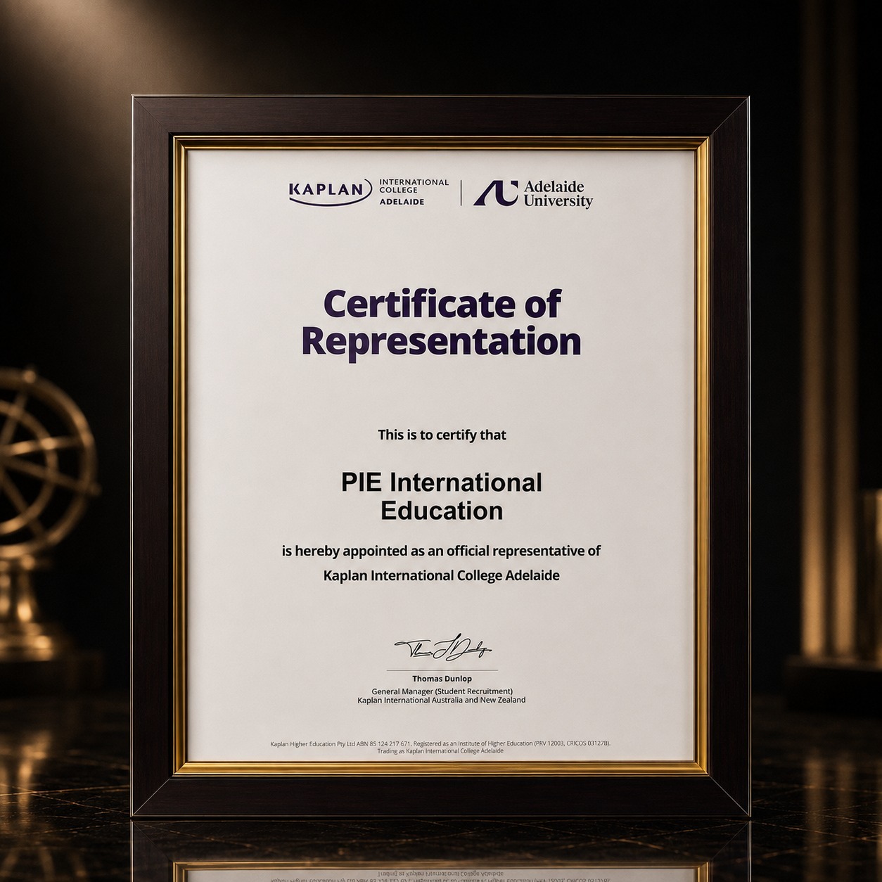 Certificate of Representation